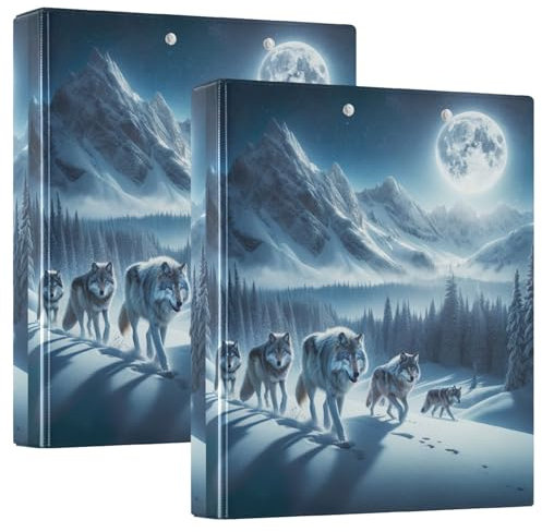 Wolf Under Winter Moon 3-Ringbuch, 3,8 cm, A4-Ordner, 2 Stück