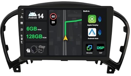 [6G+128G] IPS 9 Android 15 Autoradio Für Nissan Juke/ YF15 Infiniti ESQ 2010-2017 mit navi Octa Core-[Eingebauter CarPlay/Android Auto/DSP/Mirror Link/GPS Navi/360 Camera/Bluetooth 5.0/WiFi/USB