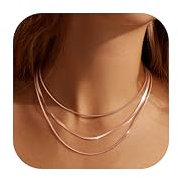 LOLIAS 3 Teilige Gold/Silber Schlangenkette Halskette Damen Gold Edelstahl Flache Kette Verstellbare Feine Dicke Schlangen Choker 1/3 MM Breite Längen 35/40/45 cm Kette Frauen Schmuck