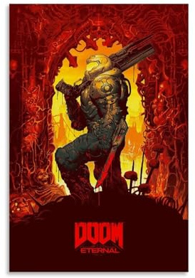 ZCHLATGDE Doom Eternal Poster Dekorative Malerei Leinwand Wandkunst Wohnzimmer Poster Schlafzimmer Malerei,Wandkunst Bilddruck Moderne Familienzimmer Dekor 12x18inch(30x45cm)
