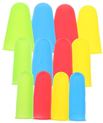 Anneome 12 Stück Rutschfeste Silikon Fingerlinge Multifunktional Elastisch Verdickt Schutz für Haushalt und Erste Hilfe Zufällige Farbe