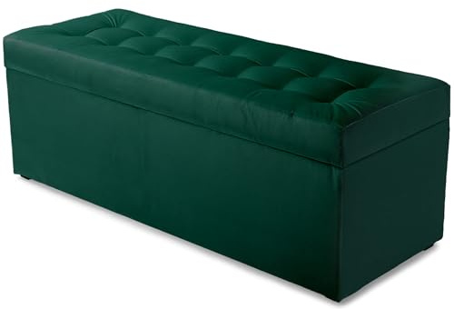 MG Design Polsterhocker 45 x 120 cm Dunkelgrün mit Stauraum (ca. 140 L), belastbar bis 300 kg, sofort einsatzbereit & pflegeleicht – für Wohnzimmer, Schlafzimmer & Flur