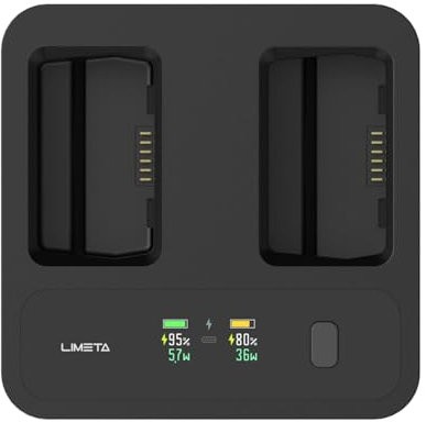 LIMETA MC234AC 72W Ladegerät für DJI Mini 4 Pro/3 Pro/3 - Dual-Port GaN Schnelllade-Hub mit HD Display, kann das Handy Aufladen，Leiser Kühlung & USB-C (CE-Zertifiziert)
