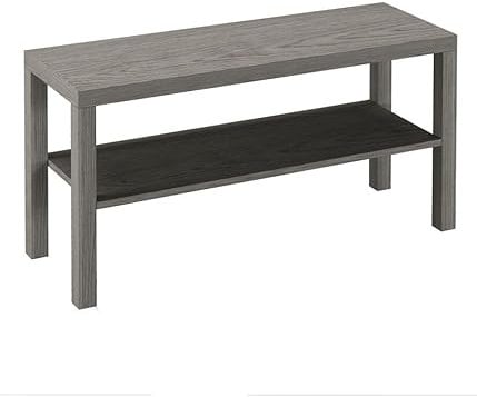 URBNLIVING Banc TV à 2 niveaux - Meuble de rangement en bois - Étagère centrale - Console TV moderne pour salon, chambre à coucher - Gris cèdre - 45 x 90 x 30 cm (H x l x P)