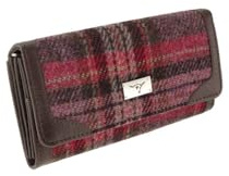 Glen Appin Harris Tweed Ladies Bute Fold-Over Purse LB2000 (Colour 144 Burgundy & Pink)