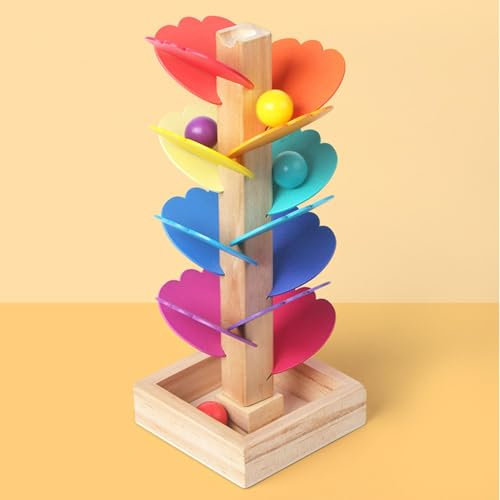 Wooden Music Tree Toy, Wooden Musical Tree Marble Run Colorful Ball Drop Toy, Colorful Rolling Ball Tower Musical Tree Ball Toy, Educational Game Rainbow Motor Skills Game