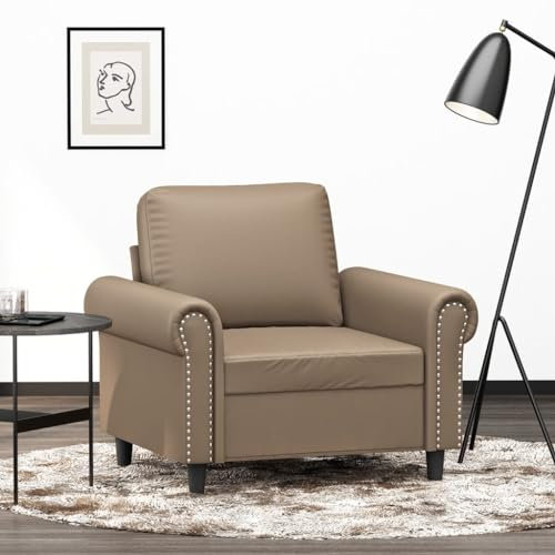 XINCXIN Sessel, Gästesofa Sofa Set, Wohnzimmer Sofa bodensofa, Platzsparende schlafcouch, Günstig gästesofa Sofas, Geeignet für 0ffice Attics Apartments Bedrooms Cappuccino-Braun 60 cm Kunstleder