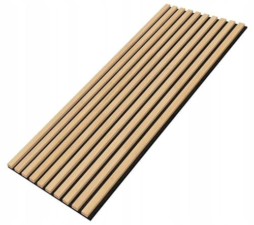 EmsCraft24 Akustikpaneele 1,228m² - 275cm x 46cm x 1.8cm - | Akustikpaneel | Lamellenverkleidung | Wandverkleidung | Akustikfilz | Wandpaneele auf filz (04 - Helle Eiche)