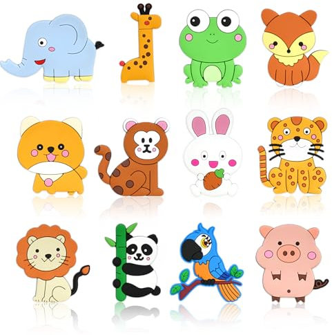 Zamety 12 Stück Magnete für Magnettafel, Magnetic Animals Kühlschrankmagnete, Schöne Rubber Magnete Kühlschrank, Dekorative Magnetische Tiere Spielzeug der Erziehung