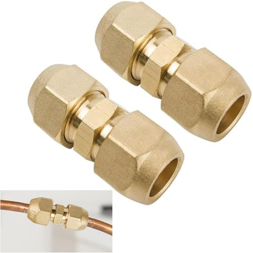 Belvanr 2 Pezzi Nippli Doppi per Tubi in Rame 3/8 (9.53mm),Prolunga per Tubi di Rame per Giunti Doppii,Accessori per Impianti Igienici,Riscaldamento Centrale,Acqua Calda e Fredda e Aria Condizionata