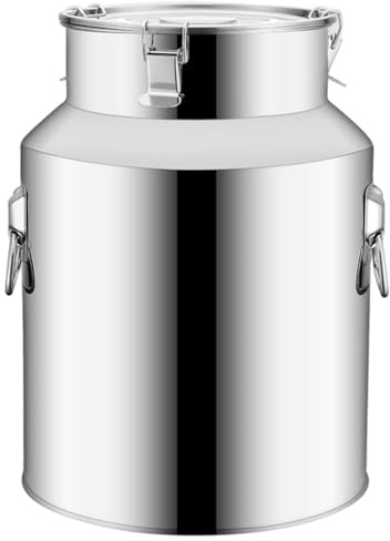 MOUNTTU Edelstahl-Lebensmittelbehälter, 5 l, Edelstahlbehälter mit Deckel, Schloss und Griff, luftdichter Vorratsbehälter für Mehl, Getreide, Kaffeebohnen, Reis, Öl, Tee, Milch