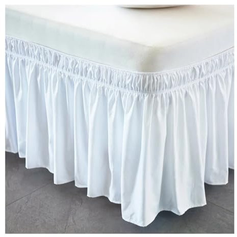 Cache-sommier élastique enveloppant sans surface de lit pour lit simple/double/grand lit/king-size, 38 cm de hauteur, pour décoration d'intérieur, blanc, 180 x 200 x 38 cm