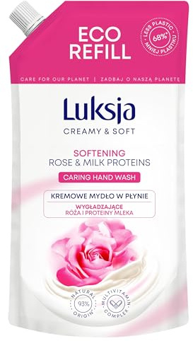 LUKSJA Cremeseife, Rose, Nachfüllpackung 400ml, Hand Handseife, Hände Waschen, Handwaschseife