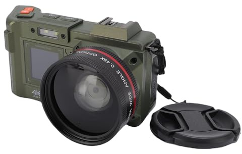 Luocute 4K Digitalkamera, 70MP 50x Zoom WiFi F1.8 DSLR -Kamera Auto Focus Weitwinkel Spiegelloser Kamera mit Doppelbildschirm, Flash Hot Shoe -Schnittstelle Zum Fotografieren Vlogging (Green)