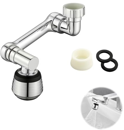 Ruvan Wasserhahn Aufsatz Verlängerung Drehbarer 1080°, Multifunktionaler Verlängerungshahn Rotierender Wasserhahn, Schwenkbarer Wasserhanhnaufsatz Faucet Extender Mit Adapter Für Bad Und Küche