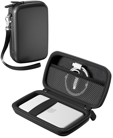 ProCase Hard Carrying Case for iPhone Air MagSafe Battery -Black | Portable Charger Travel Storage Bag with Handle and Mesh Pocket, Fits Cables Accessories