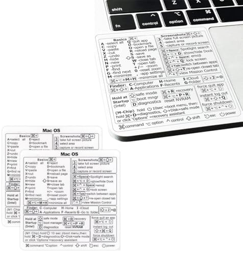 YUVKIN 2 Pcs pc Keyboard Shortcuts Sticker No-Residue Laminated Vinyl Cheatsheet Keyboard Sticker (Clear/Black)
