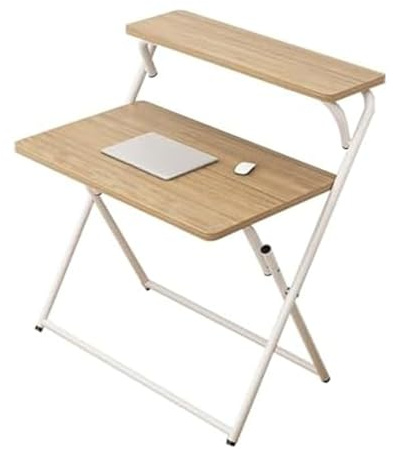 Klapptisch, kompakter klappbarer Schreibtisch, ohne Montage, zweistöckiger Schreibtisch mit Bücherregal, platzsparend, geeignet für ein Heimbüro, ein Schlafsaal oder eine Wohnung C