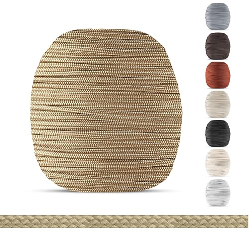 EFIXS Corda per tende da 2,2 mm, colore beige, 10 – 25 metri, 20 metri, cavo di ricambio per tende in legno, bambù e alluminio, di alta qualità