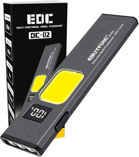 EBUYFIRE Mini Lampe de poche Ultra Plate à Double Source Lumineuse & Lumière Rouge, Petite Lampe de Poche Magnétique avec Clip, pour Camping, Randonnée, Urgence
