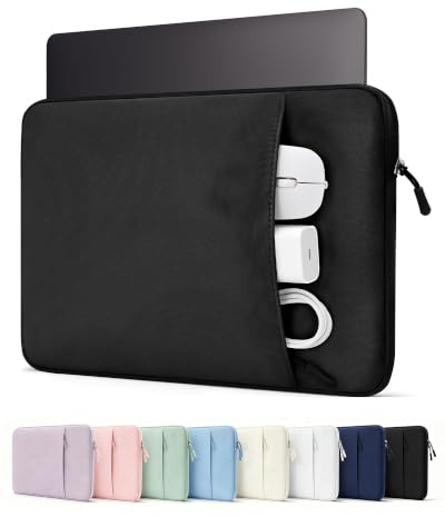 ProCase Custodia per 13 MacBook Neo/Air/Pro - Nero | Imbottita, tasca frontale. Ideale per professionisti, studenti, viaggi. Compatibile con 13 Lenovo/HP/Acer/Asus.