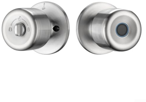 Zoegneer Verrou de porte en forme de boule en acier inoxydable avec empreintes digitales pour appartement, bureau et portes en bois, serrure intelligente d'entrée sans clé (D)