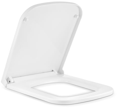 Youyijia Toilettendeckel Eckig 36x42x4 cm mit Absenkautomatik & Montageset | Quadratischer WC-Sitz Weiß, Soft-Close, Leicht zu Reinigen, Moderner Komfort für Bad & Gäste-WC