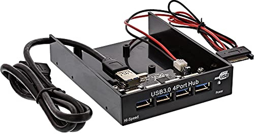 InLine 33395B USB 3.0 Hub, 4-fach für den 8,89cm (3,5) Schacht, schwarz
