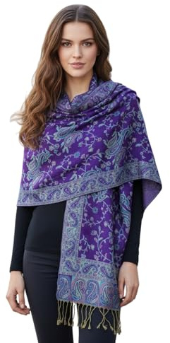 PASKMLNA Damen Paisley Pashmina Jacquard, Wickeltuch, luxuriös