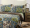 Tache Tagesdecke-Set, 2-3-teilig, Motiv: Lost Forest, 100 % Baumwolle, wendbar, Frühlingsblau-grün-Blumenmuster, Patchwork-Tagesdecke, Queen-Size-Bett