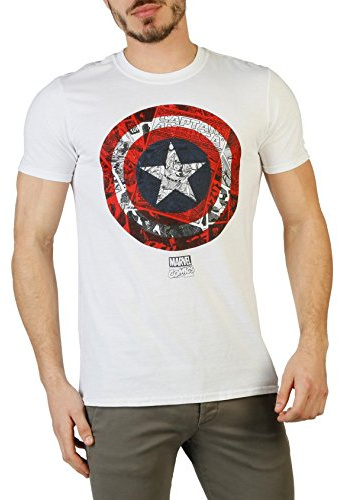 Marvel Men's Captain America Ca Comic Shield T-Shirt
