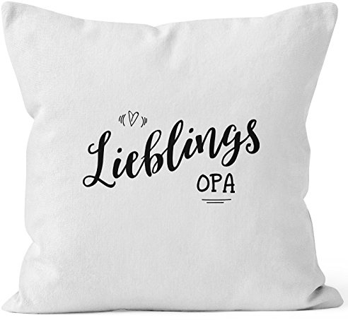 MoonWorks Kissenbezug Lieblingsopa Geschenk Familie Opa Großvater Großeltern Family Kissen-Hülle Deko-Kissen 40x40 Baumwolle Weiss 40cm x 40cm