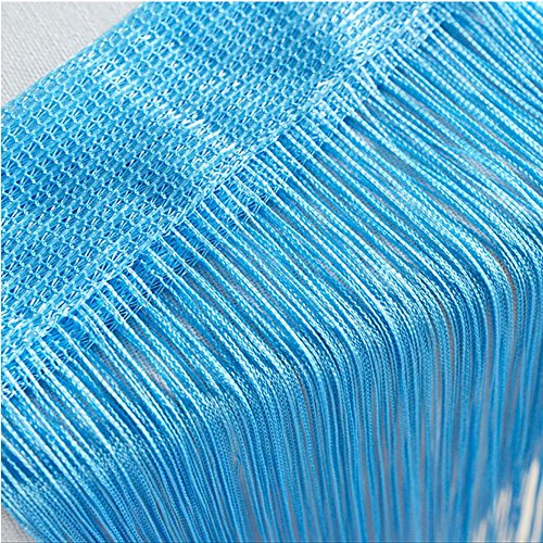 Tür-Vorhang / Wandpaneel mit Fransen, für Fenster, Zuhause, Terrasse, Schlafzimmer, Hochzeit, Restaurant idealer Raumteiler, dekorative Quaste, Textil, blau, 100_x_200_cm