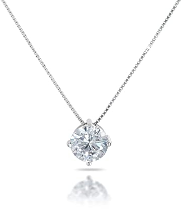 inSCINTILLE Diamant Kette Halskette Damen Silber 925 mit Kubischem Zirkoniumdioxid. Inklusive Geschenkbox (Durchmesser: 3 mm, Silberne Kette - Weißer Stein)