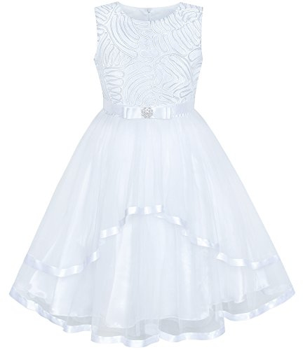 Flower Girl Dress White Wedding Party Bridesmaid Dress Size 10