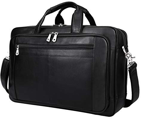Augus Herren Business travel aktenkoffer echtes Leder Duffel Taschen-Laptop-Tasche Schwarz-1