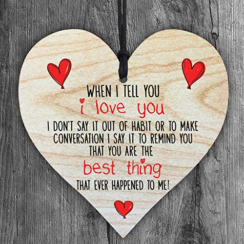 I Love You - Best Thing - Handmade Wooden Perfect Hanging Heart Plaque-Sign Gift for Your Best Friendship