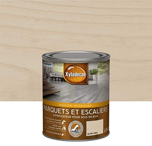Xyladecor - Vitrificateur pour Sols Intérieurs en Bois Toutes Pièces - Parquets et Escaliers - Haute Résistance - Couleur : Satin Blanc Gris - Quantité : 0,75L - 5324766