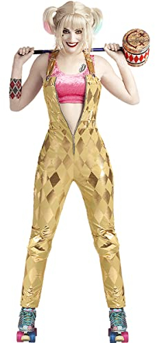 Funidelia | Disfraz de Harley Quinn - Birds of Prey para mujer Superhéroes, Suicide Squad - Disfraz para adultos y divertidos accesorios para Fiestas, Carnaval y Halloween - Talla M - Dorado