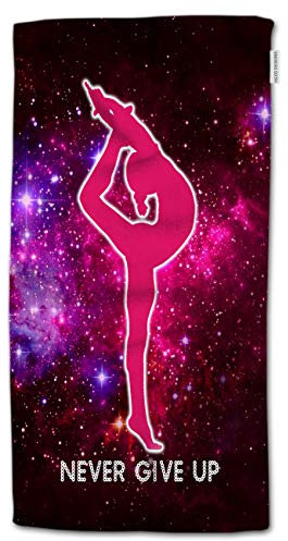 HGOD DESIGNS Dancing Girl Gymnastikhandtücher – Never Give Up, weiche Baumwoll-Badetücher für Bad und Küche, 38,1 x 76,2 cm