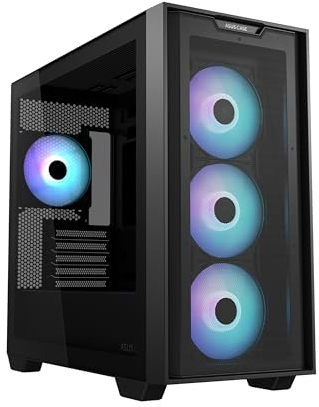 ASUS A21 micro-ATX case (Support for 165 mm CPU cooler, 360 mm radiators, 380 mm graphics card, ATX PSU, black and white colour options, 33 mm cable management space) Balck