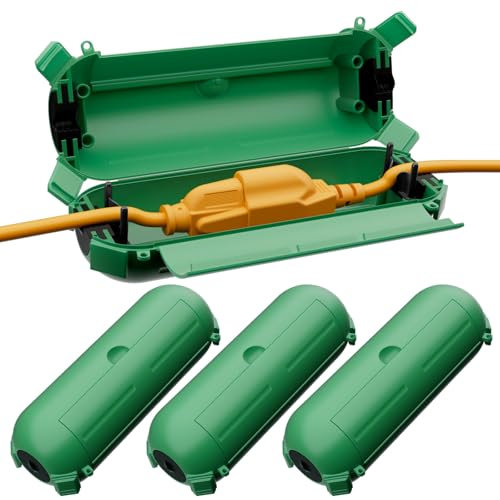 Restmo 4 unidades de cable de extensión compacta para exteriores, caja impermeable IP44 y carcasa de seguridad, ideal para proteger enchufes al aire libre, conexiones eléctricas, luces de decoración