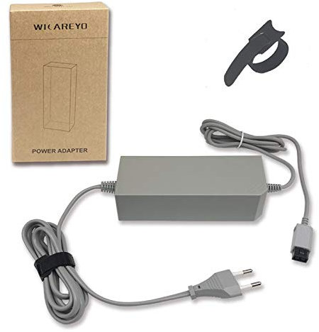 WICAREYO Cargador de Fuente de Alimentación para Wii, Adaptador de Fuente de Alimentación con Enrollador de Cable Cable de Alimentación de CA de la UE para Wii