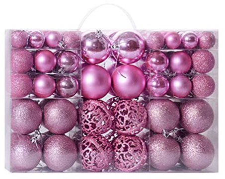 Morbuy Baumkugeln 100 Stück Christbaumkugeln Weihnachtskugeln, Kunststoff Weihnachtsbaumkugeln Plastik Bruchsicher, Weihnachtsbaumschmuck Weihnachtsdeko (Rosa)