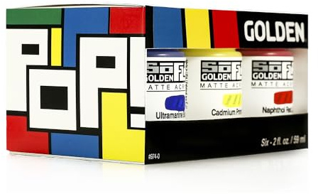 GOLDEN SoFlat Matte Acrylics by, SoFlat POP 6 Color Set, Professional Acrylic Paint