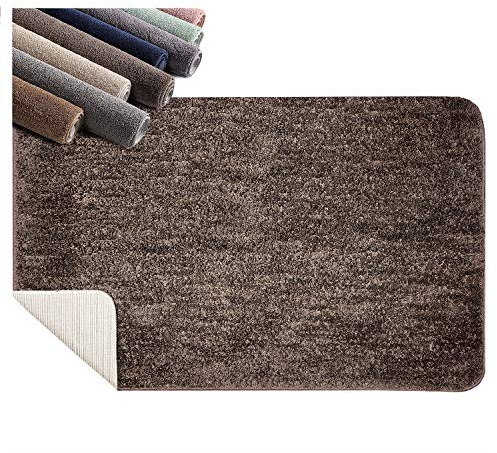 SCHEFFLER-Home Badezimmerteppich Braun 50x80 cm/Badvorleger rutschfest waschbar/hochwertige Badematte aus 100% Polyester/extrem saugfähiger, ultraweicher Badteppich