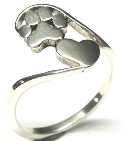 Ring Silber Herz Pfote, pet loves heart, Gr. 61, Sterlingsilber, Schmuck für Tierfreunde