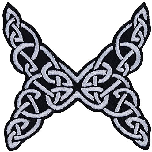 Keltischer Knoten SCHMETTERLING Aufnäher Wikinger Symbol Aufbügler Celtic Butterfly Sticker nordisches Geschenk Wikinger Viking-Fan DIY Applikation für alle Stoffe | 85x85mm
