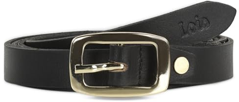 Lois - Breit Ledergürtel für Damen, Gürtel 3 cm Breit, Ledergürtel Schwarz-Gold, Eleganter Gürtel, Gürtel Schwarz-Gold