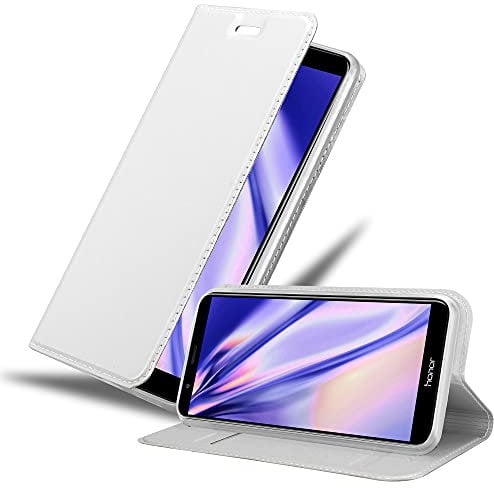 cadorabo Coque Compatible avec Honor 7X en Classy Argent - Housse Protection avec Fermoire Magnétique, Stand Horizontal et Fente Carte - Portefeuille Etui Poche Folio Case Cover